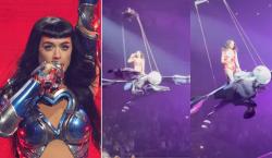 “Casi cae al vacío”: el aterrador momento que vivió Katy Perry en pleno concierto